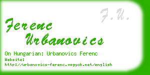 ferenc urbanovics business card